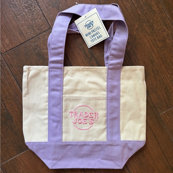 Trader Joe'S Accessories - Trader Joe's Mini Pastel Canvas Tote Bag in Lavender